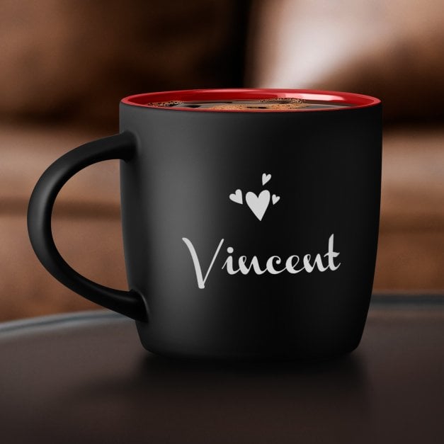 Keramikbecher mit Gravur Schwarz/Matt und Rot für Ihren Freund Ehemann zum Ehrentag Valentinstag Jahrestag