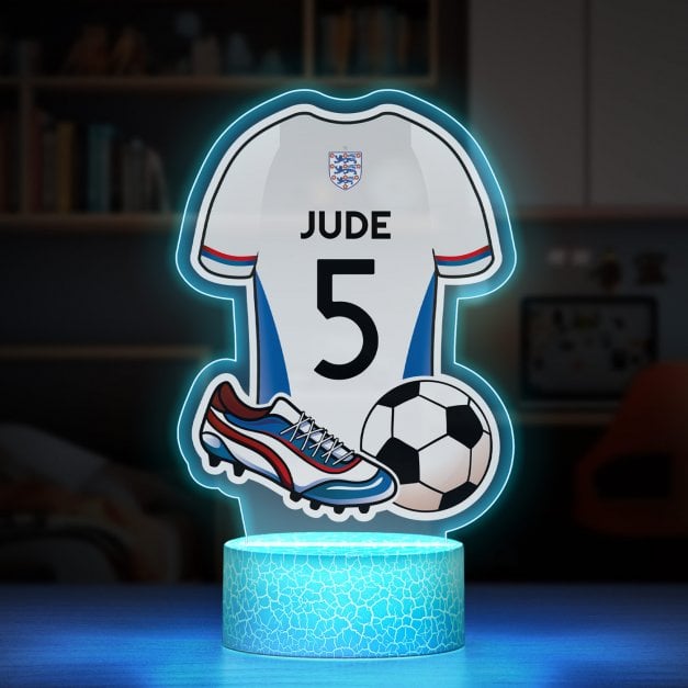 Nachtlicht mit buntem Aufdruck und LED-Sockel für einen Fußballenthusiasten Fußballspieler zum Geburtstag Ehrentag England