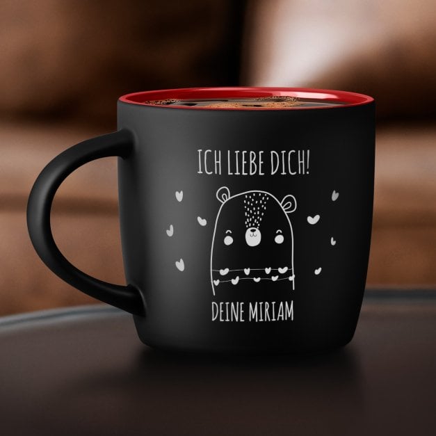 Keramikbecher mit Gravur Schwarz/Matt und Rot für Ihren Freund Ehemann zum Valentinstag Jahrestag Geburtstag