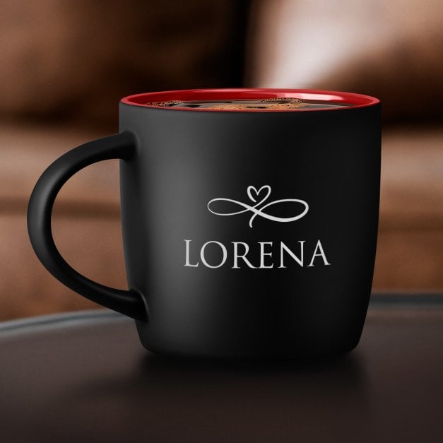 Keramikbecher mit Gravur Schwarz/Matt und Rot für Ihre Freundin Ehefrau zum Ehrentag Valentinstag