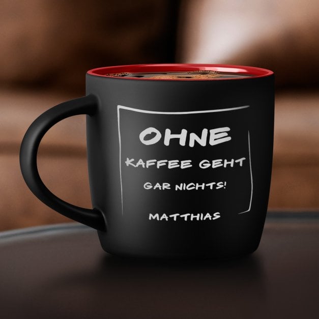 Keramikbecher mit Gravur Schwarz/Matt und Rot für Ihren Angestellten Arbeiter Kaffeetrinker zum Ehrentag zur Beförderung