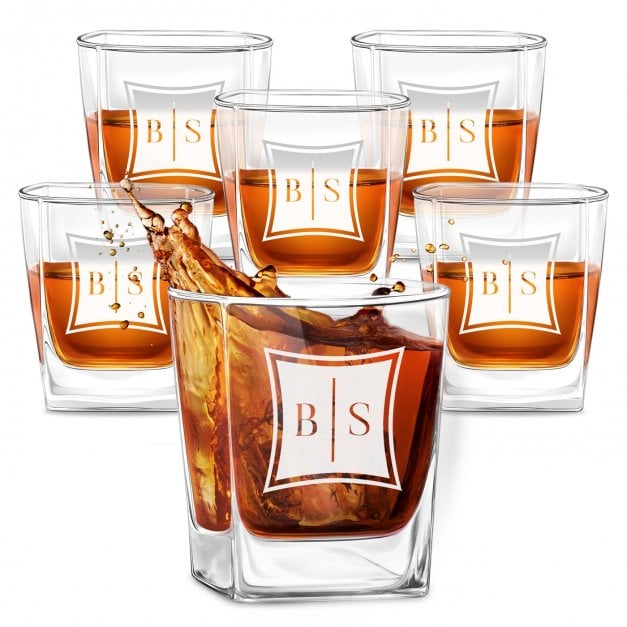 6er Whisky Gläser Set mit Gravur mit eingravierten Initialen