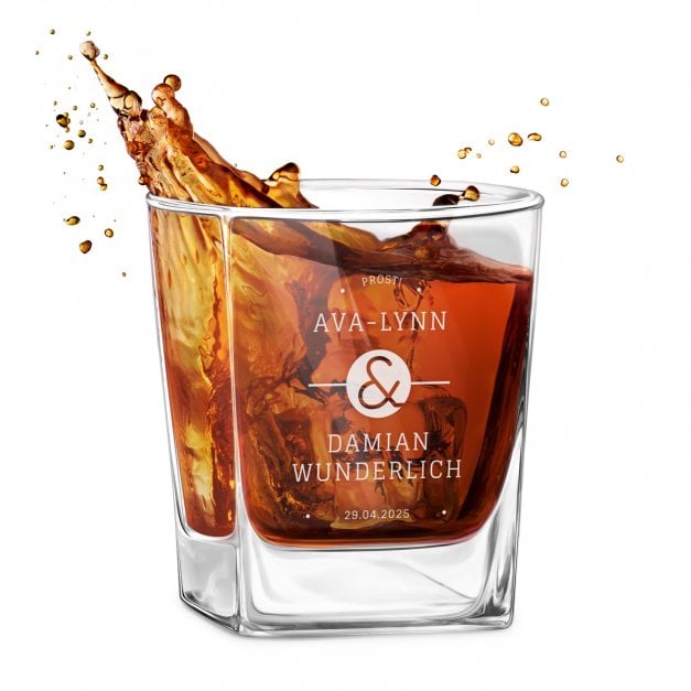 Whisky Glas mit Gravur für ein Paar zum Hochzeistag, zur Trauung