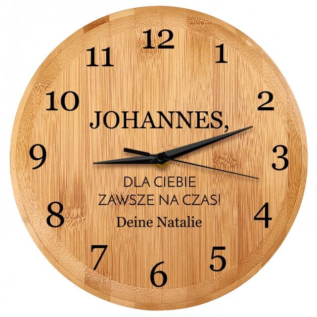Bambus Wanduhr mit Aufdruck für einen Freund, Ehemann