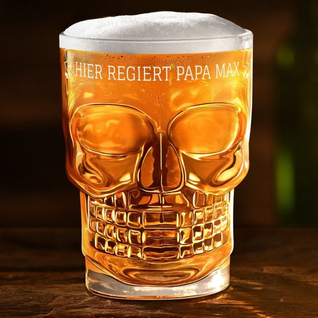 Totenkopf Bierglas mit Henkel für Ihren Vater