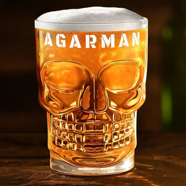 Totenkopf Bierglas mit Henkel für ihn