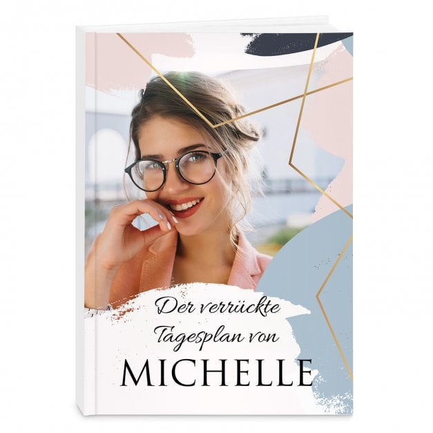 Undatierter Terminplaner im Hardcover im A5-Format mit eigenem Foto für Ihre Freundin, Gold-Motiv