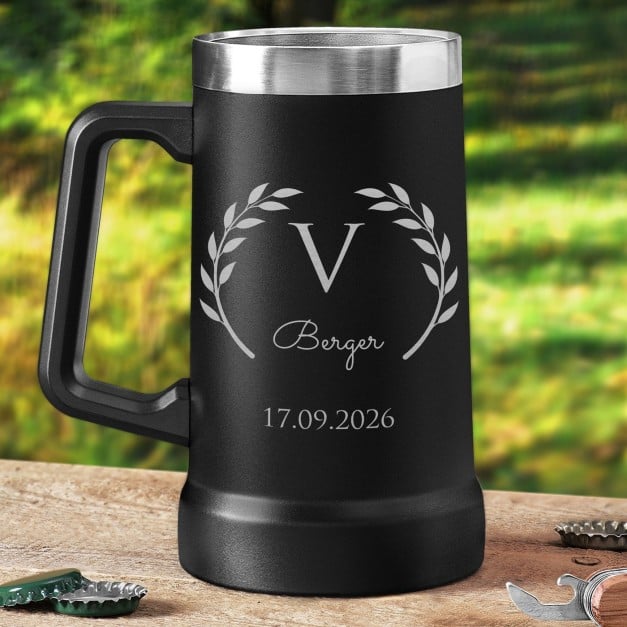 Isolierter Bierkrug aus Edelstahl Schwarz für ihn zum Geburtstag