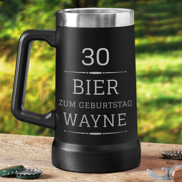 Isolierter Bierkrug aus Edelstahl Schwarz für ihn zum 30. Geburtstag