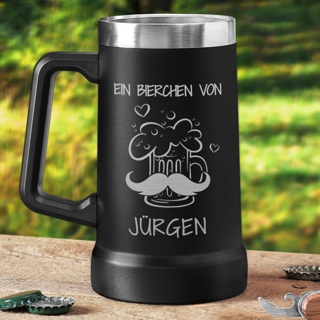Isolierter Bierkrug aus Edelstahl Schwarz für Ihren Papa zum Vatertag