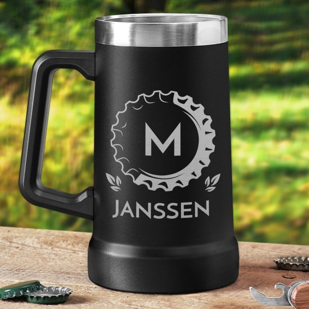 Isolierter Bierkrug aus Edelstahl Schwarz für einen Bierkenner