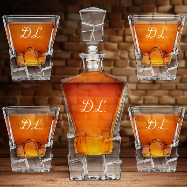 Ice Blink Karaffe mit 4 Gläsern und Gravur für einen echten Gentleman