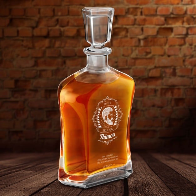 Whisky Karaffe mit Gravur für Ihren Bruder, einen Bartträger und Barbier zum Geburtstag 