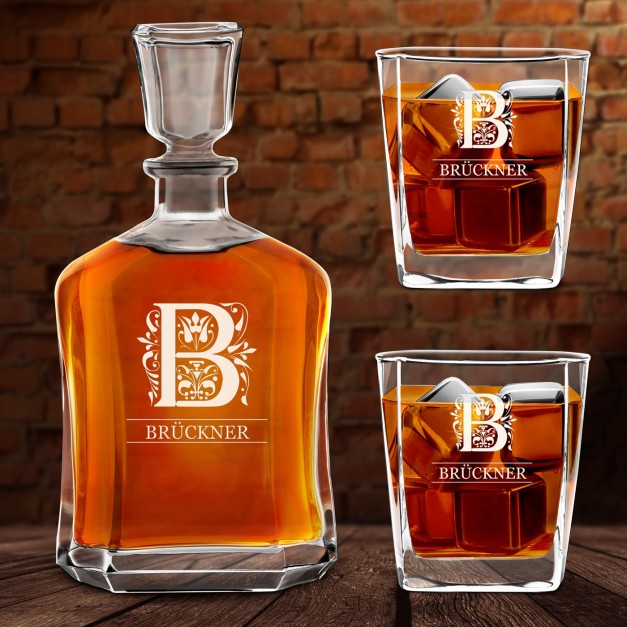 Whisky Karaffe mit 2 Gläsern und  Gravur für einen Gentleman