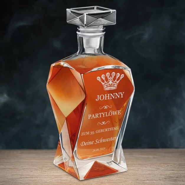 Moderne Whisky Karaffe mit Gravur für einen Tänzer zum Geburtstag