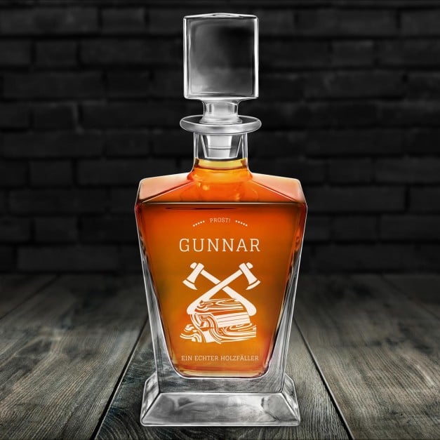 Pyramid Whisky Karaffe mit Gravur für einen Naturfan zum Jubiläum