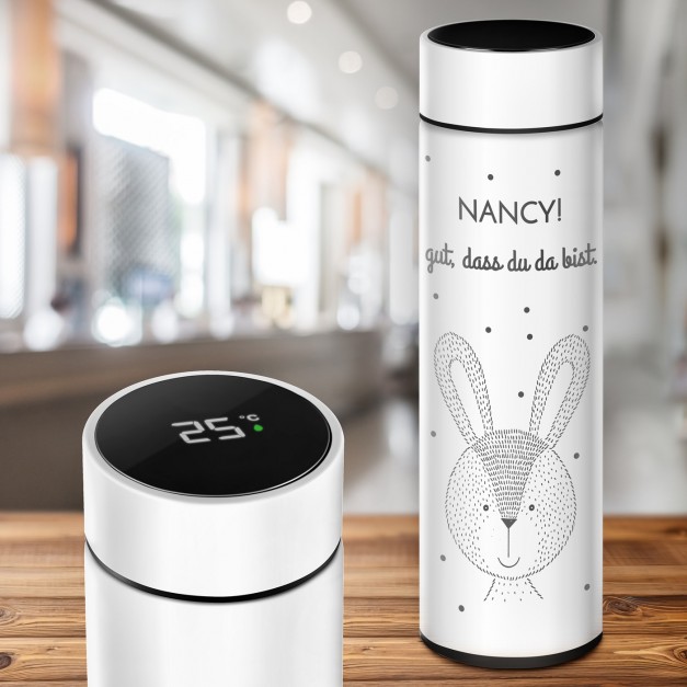 Weiße auslaufsichere Thermosflasche mit Gravur 400 ml für sie nicht nur zum Valentinstag