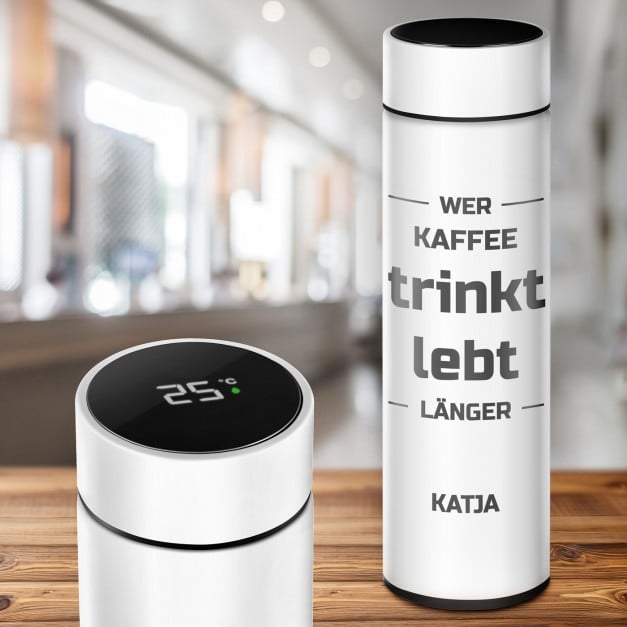 Weiße auslaufsichere Thermosflasche mit Gravur 400 ml für sie eine Studentin zum Geburtstag