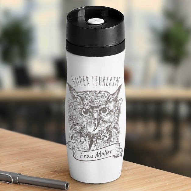 Luftdichter Thermobecher mit Gravur Weiß  für Ihre Lehrerin, Klassenlehrerin