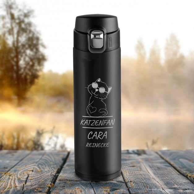 Auslaufsicherer Thermobecher mit Gravur 400 ml für eine Katzenlady