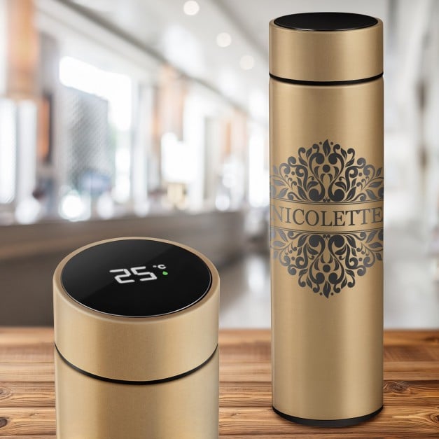 Auslaufsichere Thermosflasche mit Gravur Gold 400 ml für sie Ihre Ehefrau zum Geburtstag