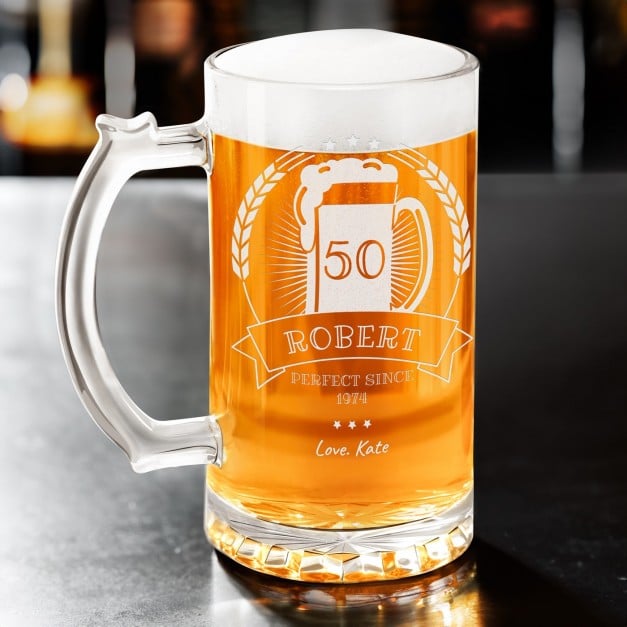 Bierkrug mit Gravur für ihn zum 50. Geburtstag