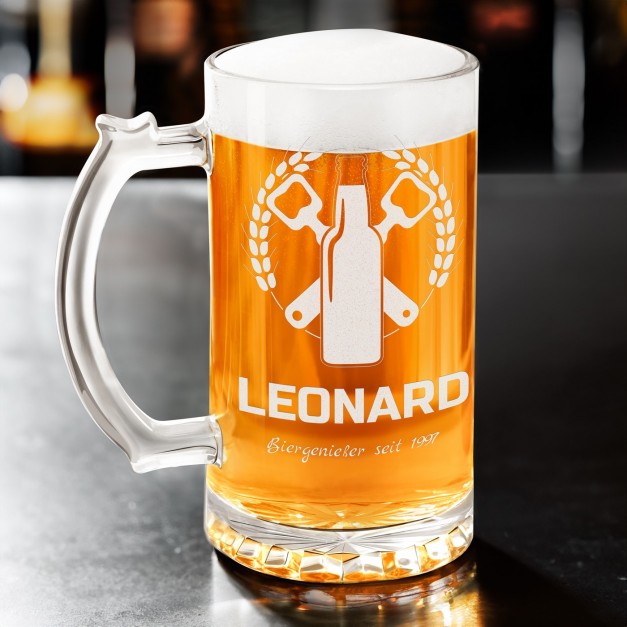 Bierkrug mit Gravur für einen Biergenießer zum Geburtstag