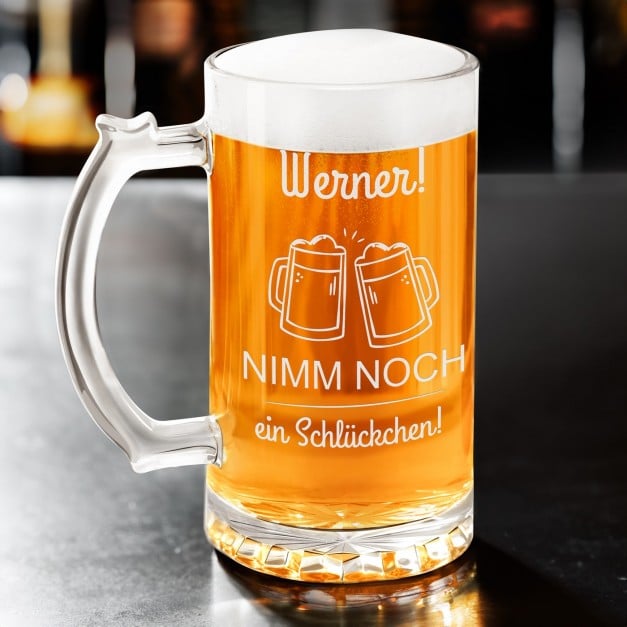 Bierkrug mit Gravur für einen Bierkenner zum Ehrentag