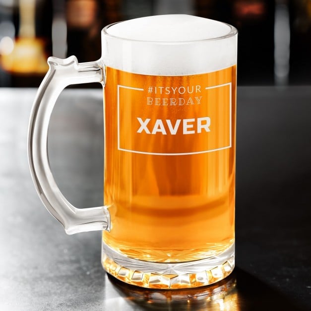 Bierkrug mit Gravur für einen Bierfan zum Geburtstag