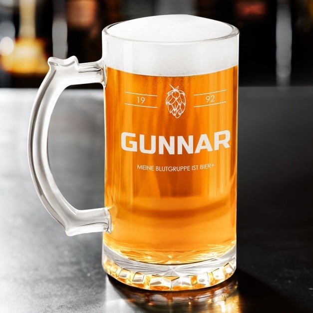 Bierkrug mit Gravur für einen Bierfan zum Geburtstag