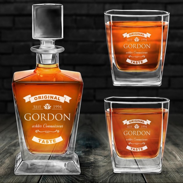Pyramid Whisky Karaffe mit 2 Gläsern und Gravur für einen Whiskyliebhaber zum Geburtstag