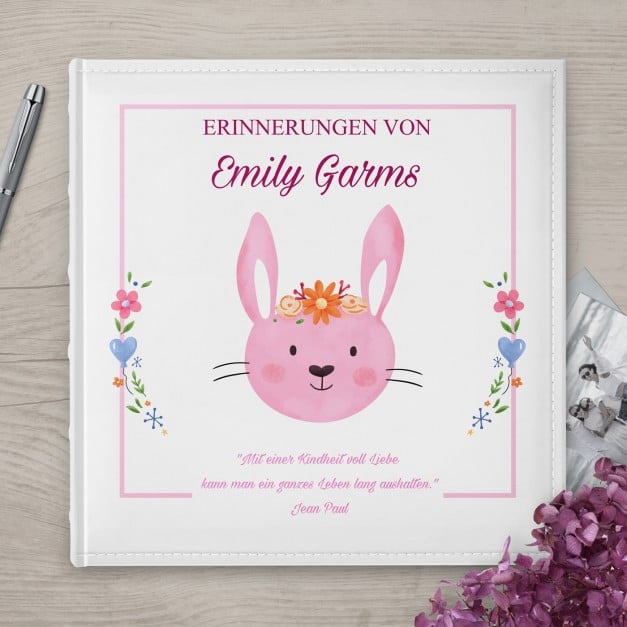 Fotoalbum mit Aufdruck zum Einstecken für ein Mädchen Hase