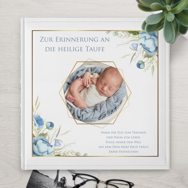 Fotoalbum mit Aufdruck zum Einstecken für ein Kind zur Taufe