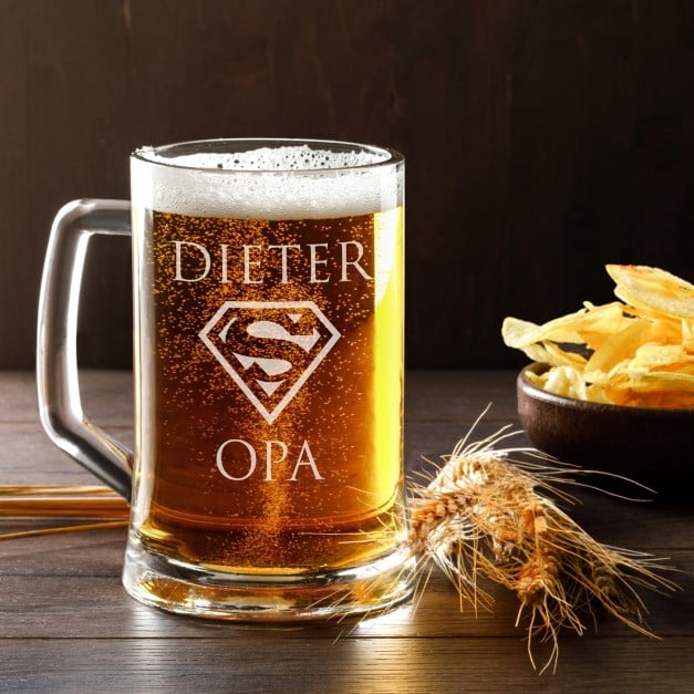 Bierkrug aus Glas mit Gravur für Ihren Opa zum Geburtstag