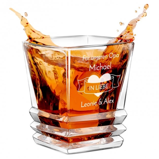 Geometric Whisky Glas mit Gravur zum Großvatertag