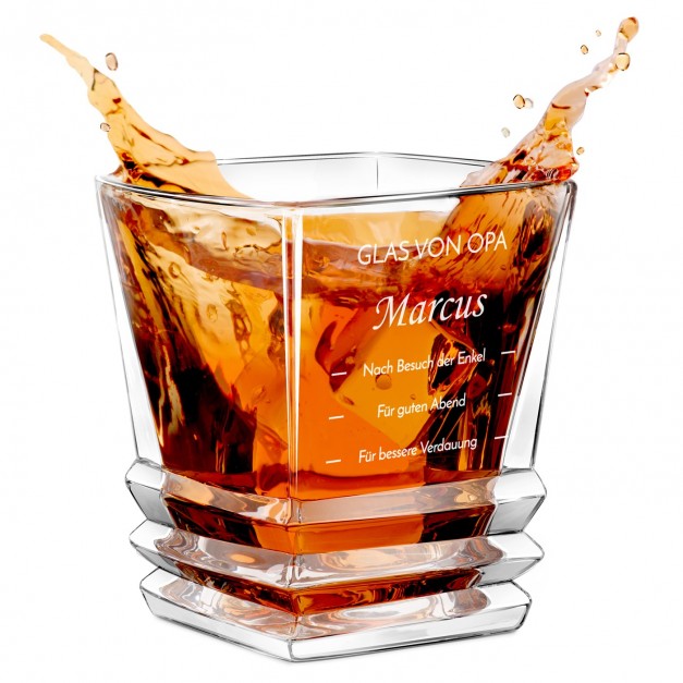 Geometric Whisky Glas mit Gravur für Ihren Großvati zum Geburtstag