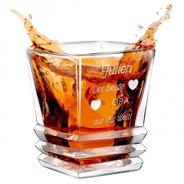 Geometric Whisky Glas mit Gravur und Namen für Ihren Großpapa