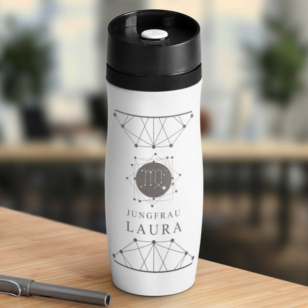 Luftdichter Thermobecher mit Gravur Weiß für sie zum Ehrentag Namenstag