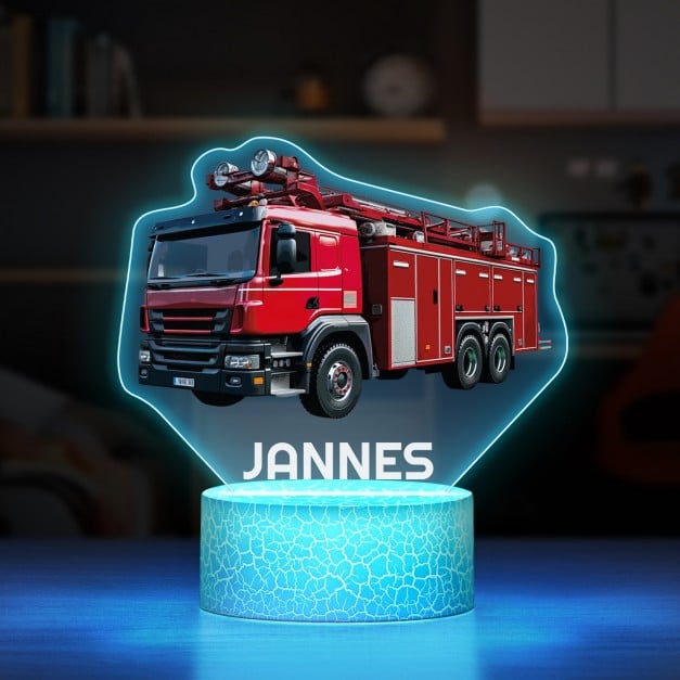 Nachtlicht mit buntem Aufdruck und LED-Sockel für einen Feuerwehrfanatiker einen Jungen zum Ehrentag