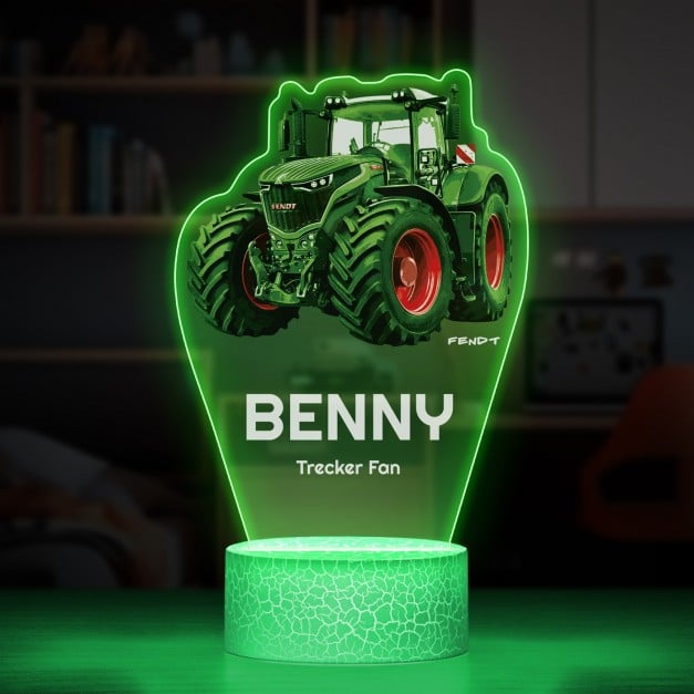 Nachtlicht mit buntem Aufdruck und LED-Sockel für einen Farmer Traktorliebhaber Traktorfan zum Ehrentag