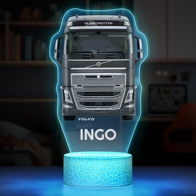 Nachtlicht mit buntem Aufdruck und LED-Sockel für einen LKW-Fahrer