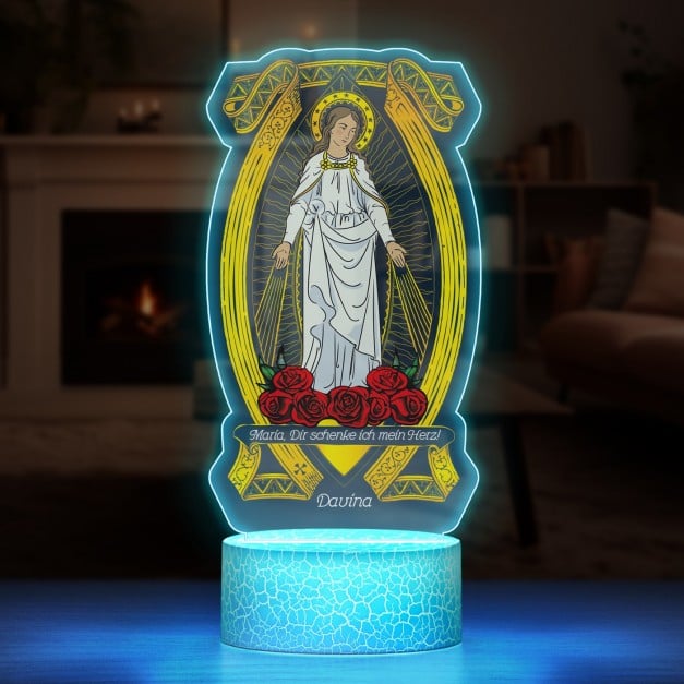 Nachtlicht mit buntem Aufdruck und LED-Sockel für ein Mädchen eine Nonne zur Taufe Kommunion Firmung Konfirmation