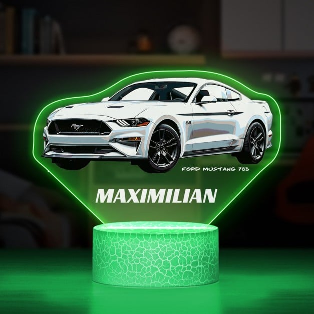 Nachtlicht mit buntem Aufdruck und LED-Sockel für einen Motorsportfan Autoliebhaber