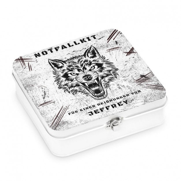 Weiße Metall-Lunchbox mit Aufdruck für ihn