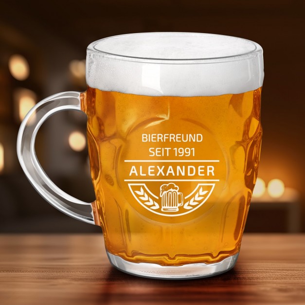 Bierkrug mit Gravur für einen Bierkenner zum Geburtstag