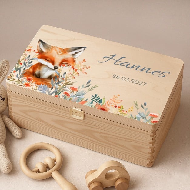 Kreative Erinnerungsbox aus Kiefernholz mit Aufruck für Ihren Neffen zum Geburtstag