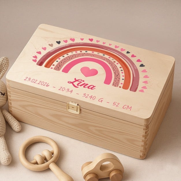 Kreative Erinnerungsbox aus Kiefernholz mit Aufruck für Ihre Enkelin zur Geburt, zum Geburtstag