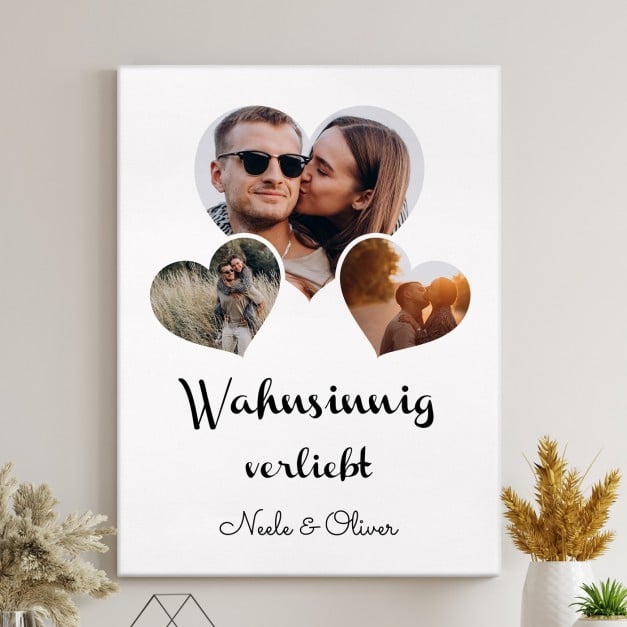 Fotoleinwand mit Aufdruck von eigenen Fotos für ein Paar zum Hochzeitstag Einzug Valentinstag