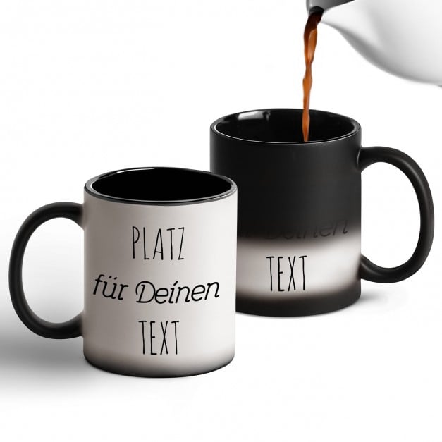 Zauberbecher mit magischem Aufdruck Schwarz-Weiß/Matt für ihn oder sie