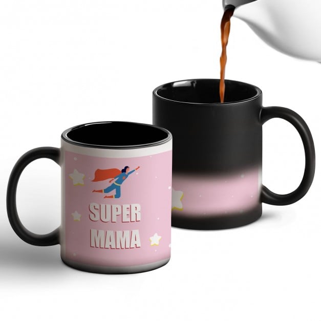 Zauberbecher mit magischem Aufdruck Schwarz-Weiß/Matt für Ihre Mama